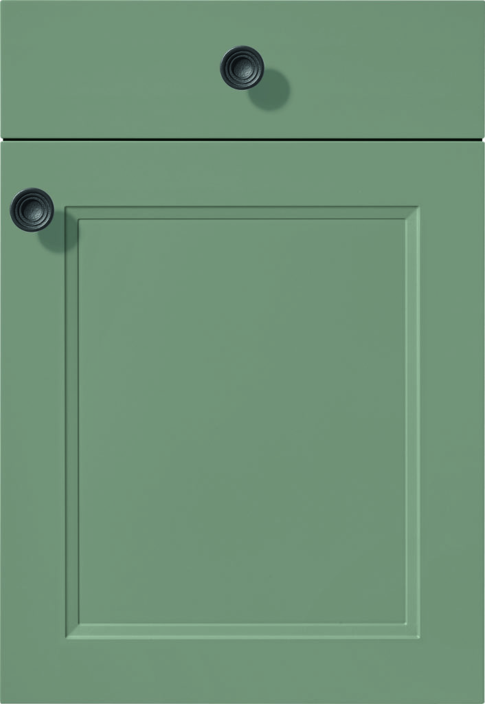 Nobilia’s Cascada 776, Reed Green, modern shaker style kitchen cabinet front