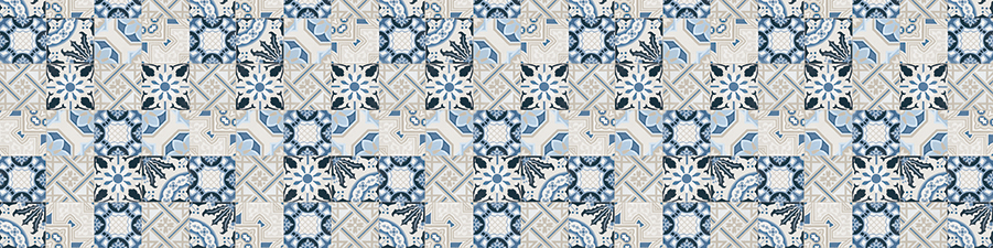 nobilia's blue floral pattern backsplash, Decor Floral Blue, 522