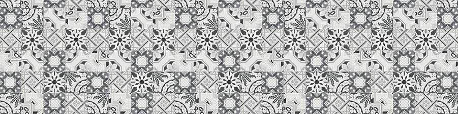 nobilia's retro pattern tile backsplash, Decor Floral Grey, 523
