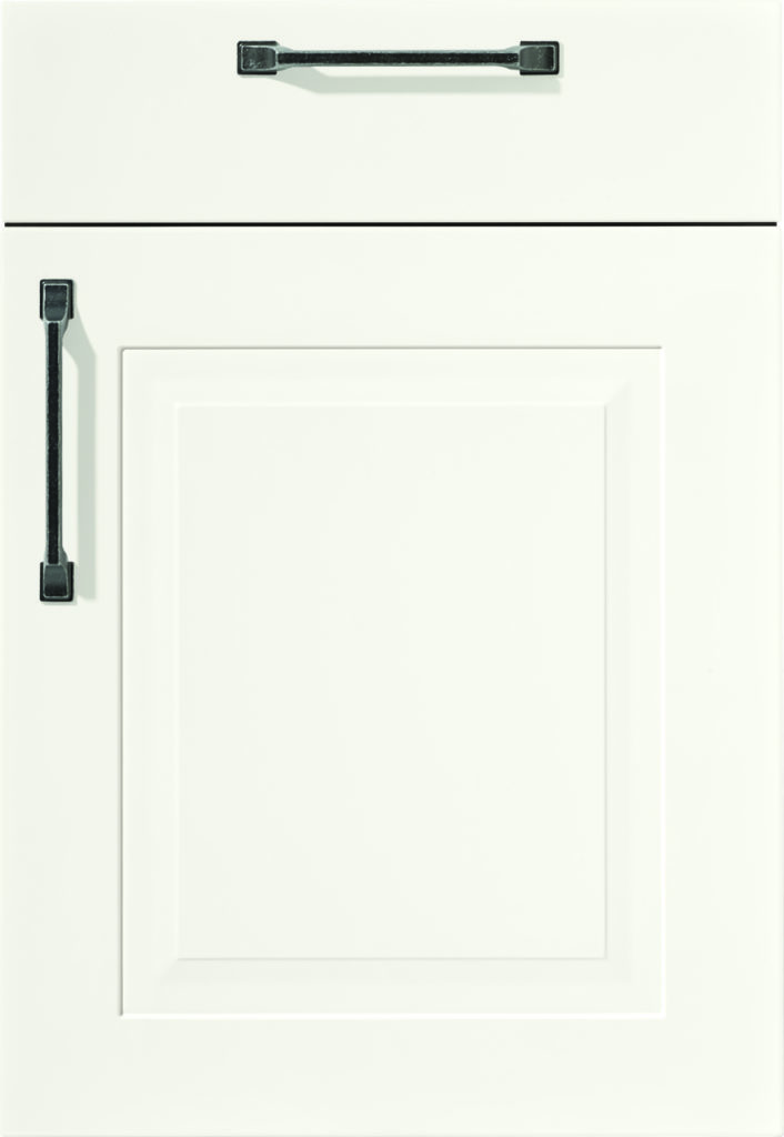 nobilia’s SYLT 847, Hone Alpine White, a cottage or farmhouse kitchen cabinet front