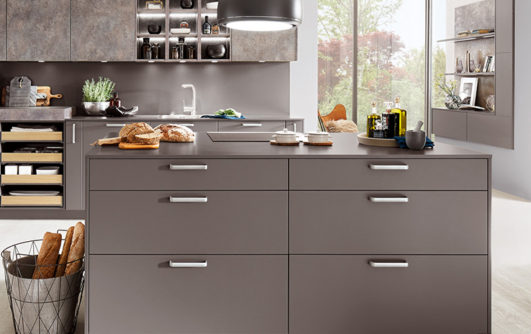 nobilia modern cabinetry, the Touch 334, a slate gray supermatt modern kitchen