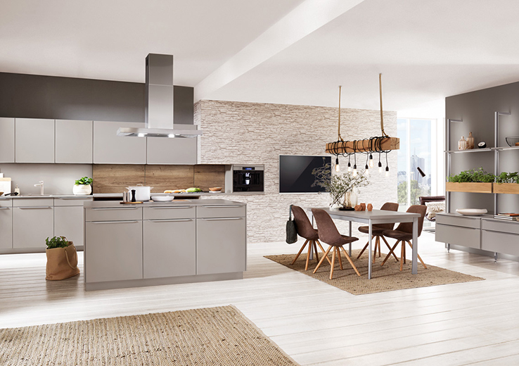 nobilia modern cabinetry, the Touch 341, a stone grey supermatt modern kitchen