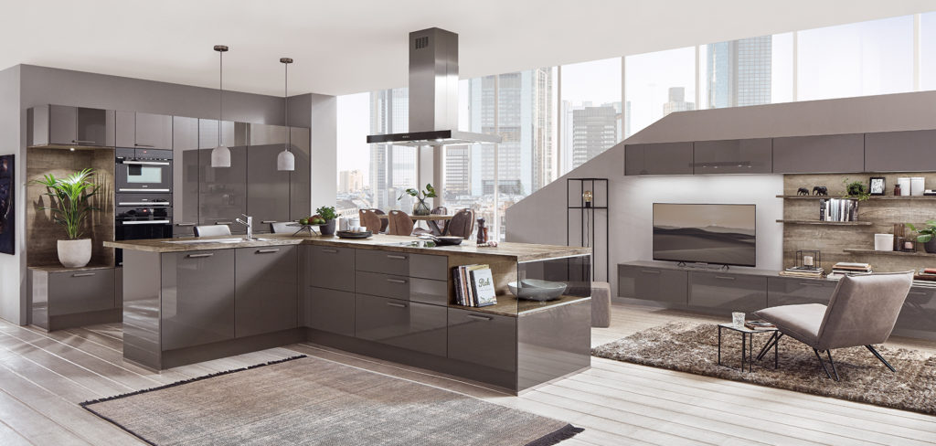 nobilia gray high gloss kitchen
