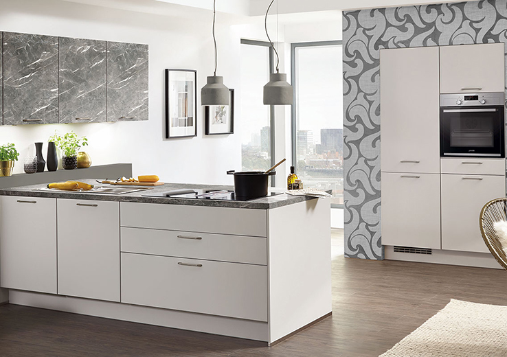 nobilia's satin gray kitchen cabinetry