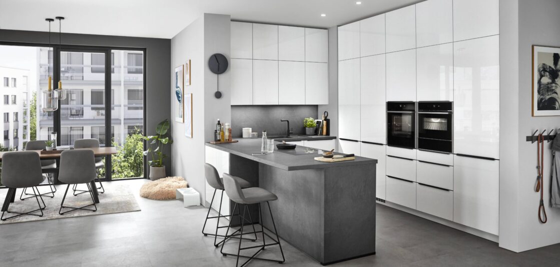 High-Gloss Novalux White Modern Kitchen